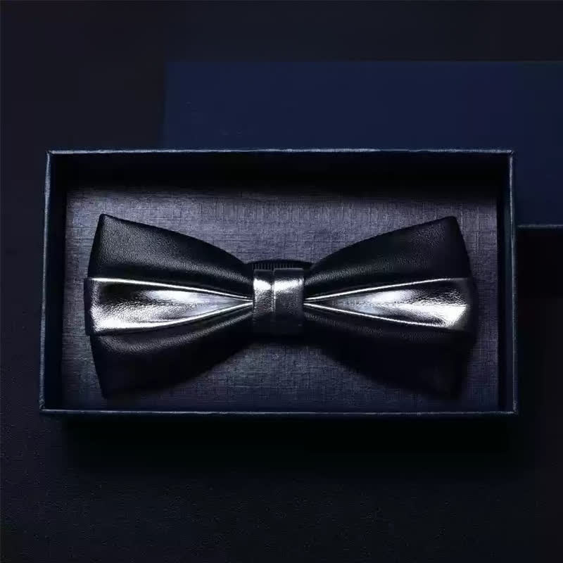 Nœud papillon double épaisseur en similicuir pour homme, idéal pour un mariage