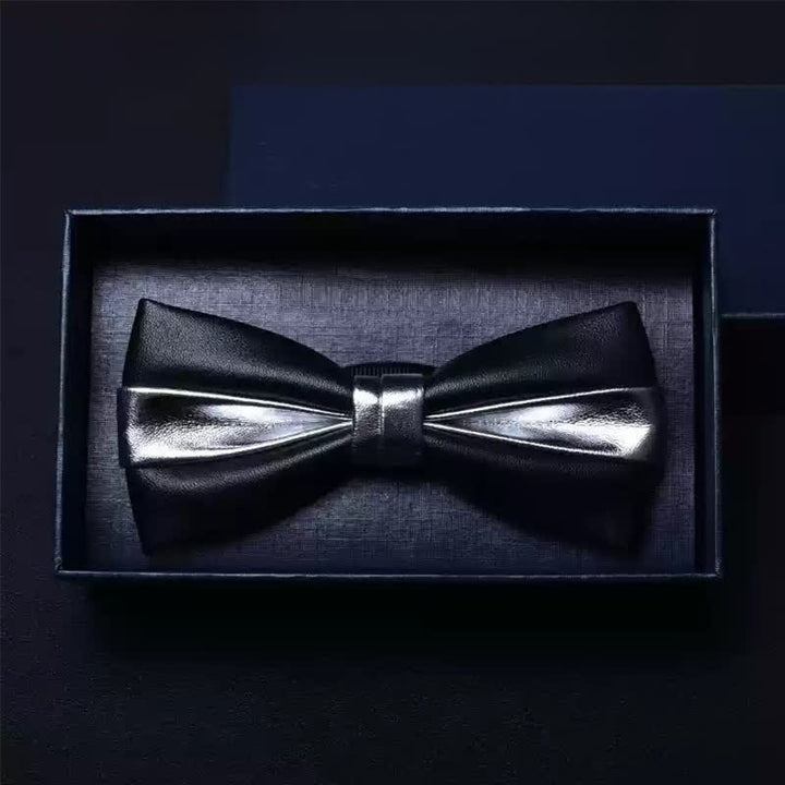 Nœud papillon double épaisseur en similicuir pour homme, idéal pour un mariage