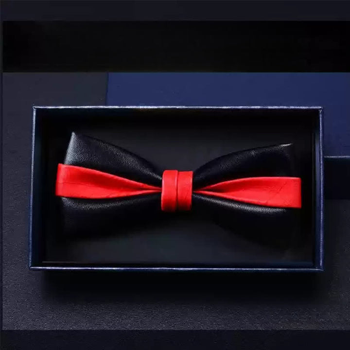 Nœud papillon double épaisseur en similicuir pour homme, idéal pour un mariage