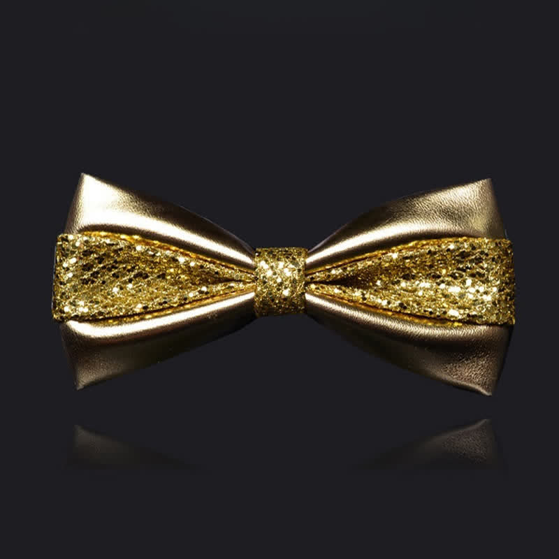 Nœud papillon double épaisseur en similicuir pour homme, idéal pour un mariage