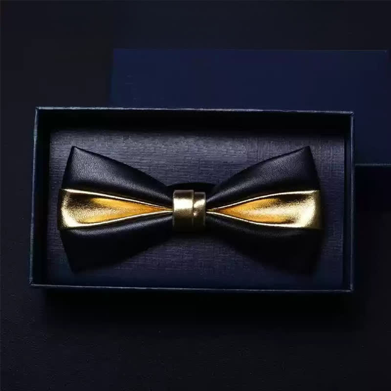 Nœud papillon double épaisseur en similicuir pour homme, idéal pour un mariage