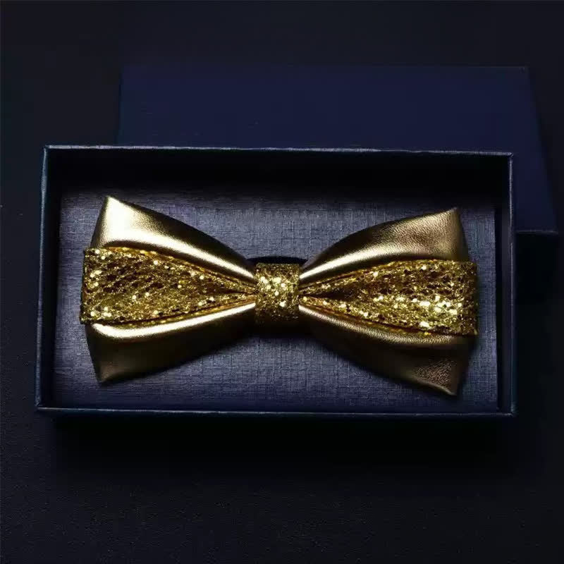 Nœud papillon double épaisseur en similicuir pour homme, idéal pour un mariage