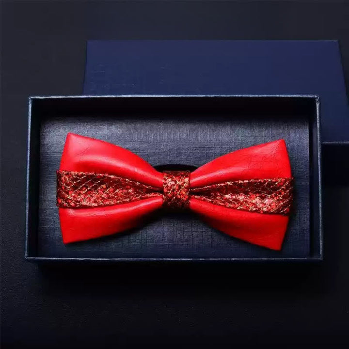 Nœud papillon double épaisseur en similicuir pour homme, idéal pour un mariage