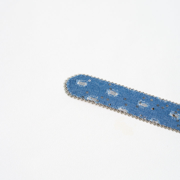 Ceinture en cuir à boucle papillon en denim pour femme