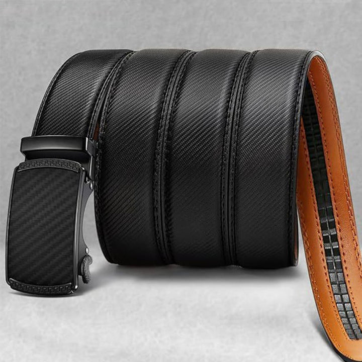 Ceinture à cliquet coulissant en cuir véritable pour homme