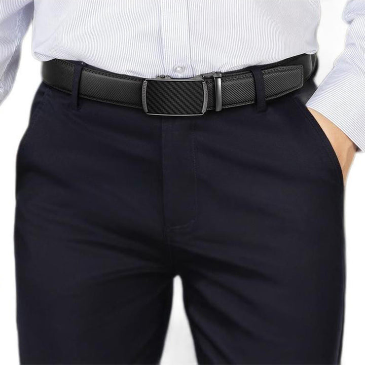 Ceinture à cliquet coulissant en cuir véritable pour homme