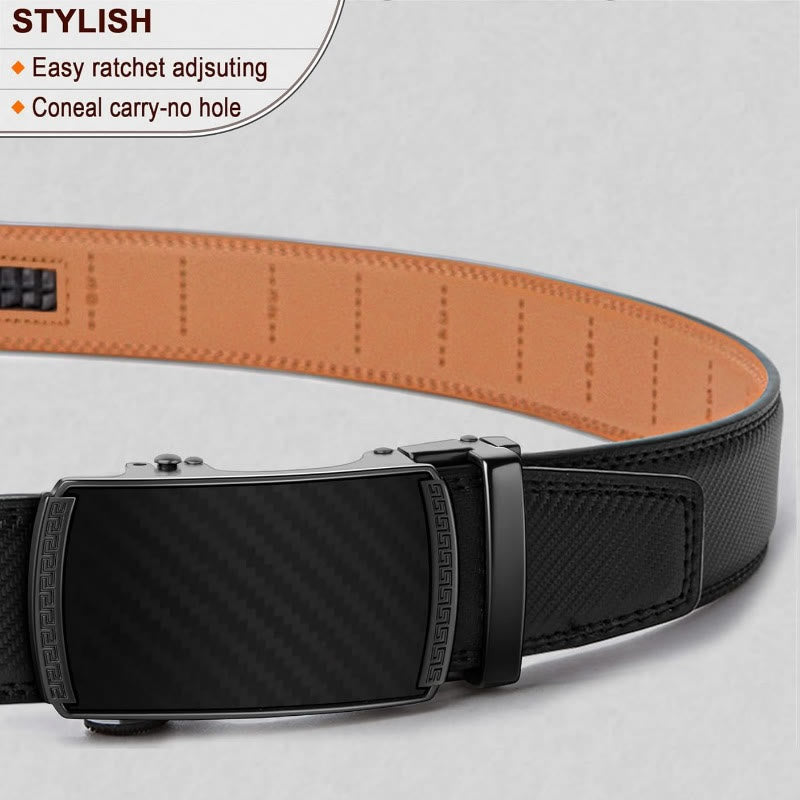 Ceinture à cliquet coulissant en cuir véritable pour homme