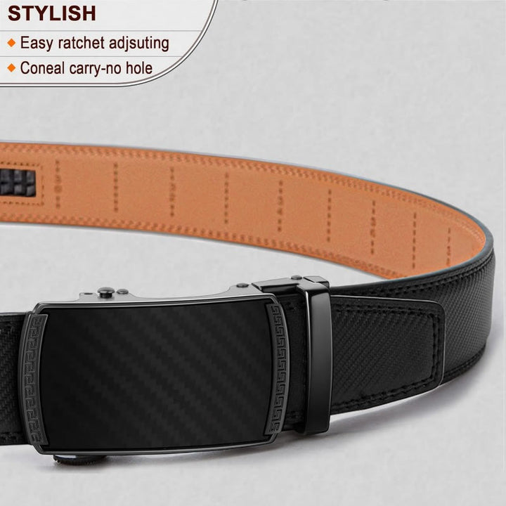 Ceinture à cliquet coulissant en cuir véritable pour homme