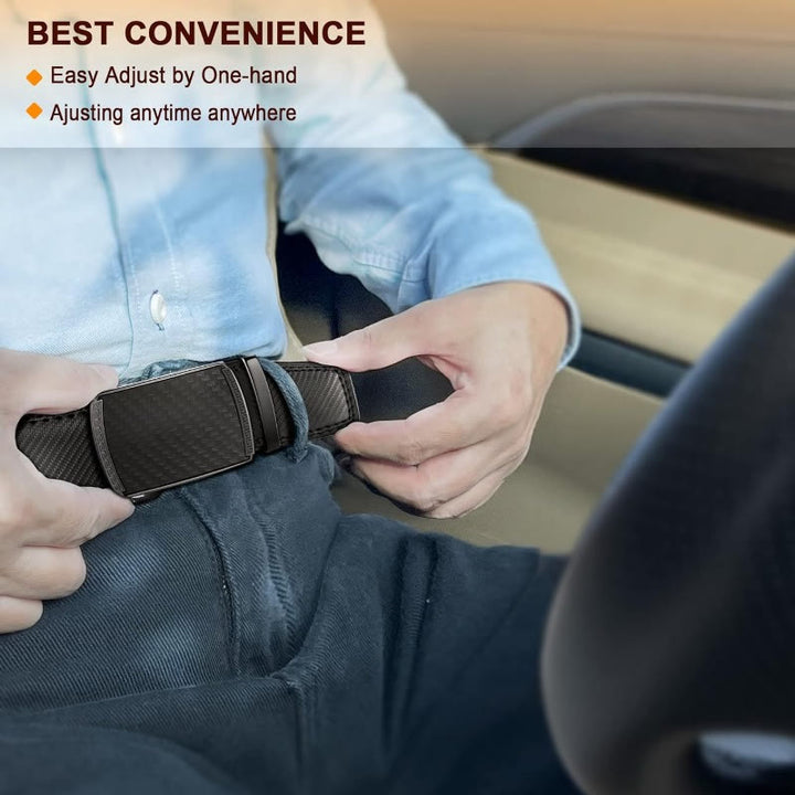 Ceinture à cliquet coulissant en cuir véritable pour homme
