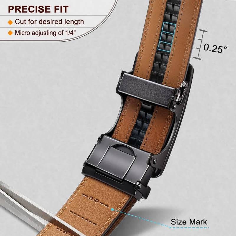 Ceinture à cliquet coulissant en cuir véritable pour homme