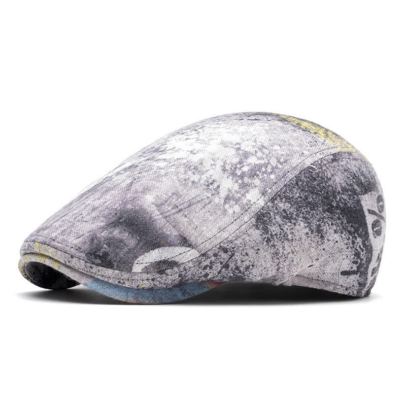 Béret gavroche en coton tie-dye à motif graffiti