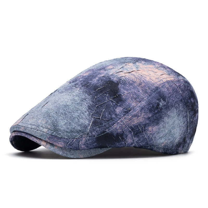 Béret gavroche en coton tie-dye à motif graffiti