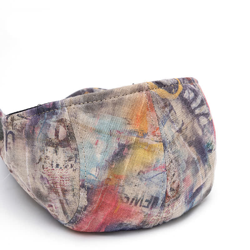 Béret gavroche en coton tie-dye à motif graffiti