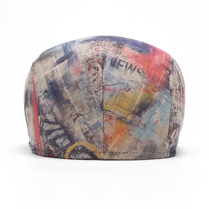 Béret gavroche en coton tie-dye à motif graffiti