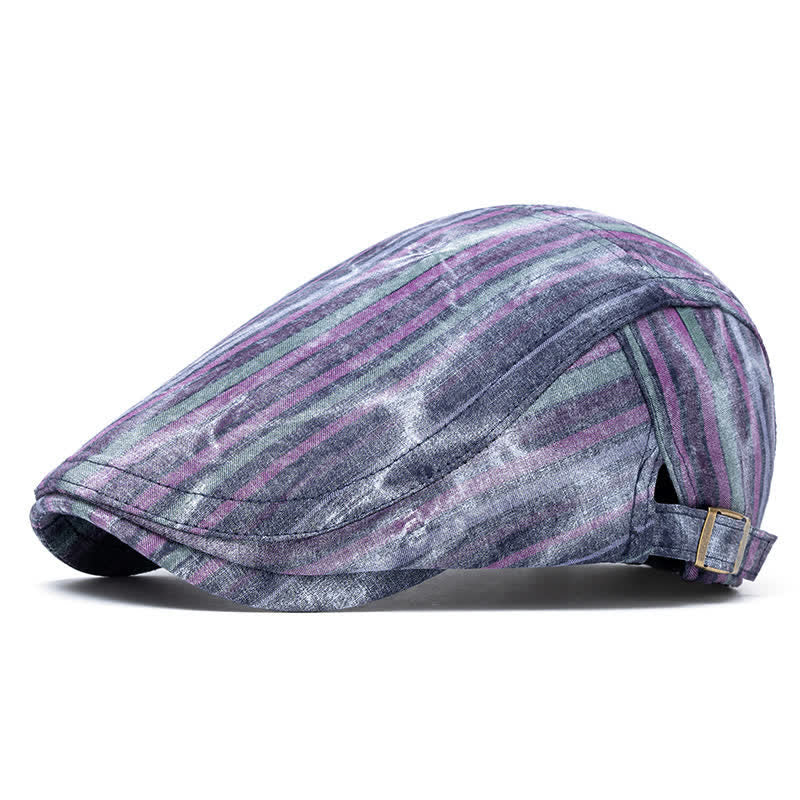 Béret gavroche rayé tie-dye graffiti pour fête de rue