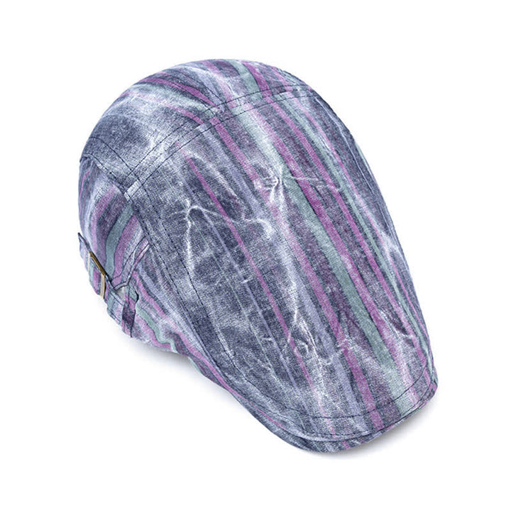 Béret gavroche rayé tie-dye graffiti pour fête de rue
