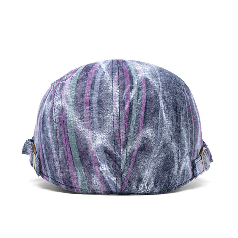 Béret gavroche rayé tie-dye graffiti pour fête de rue