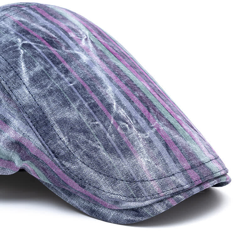 Béret gavroche rayé tie-dye graffiti pour fête de rue