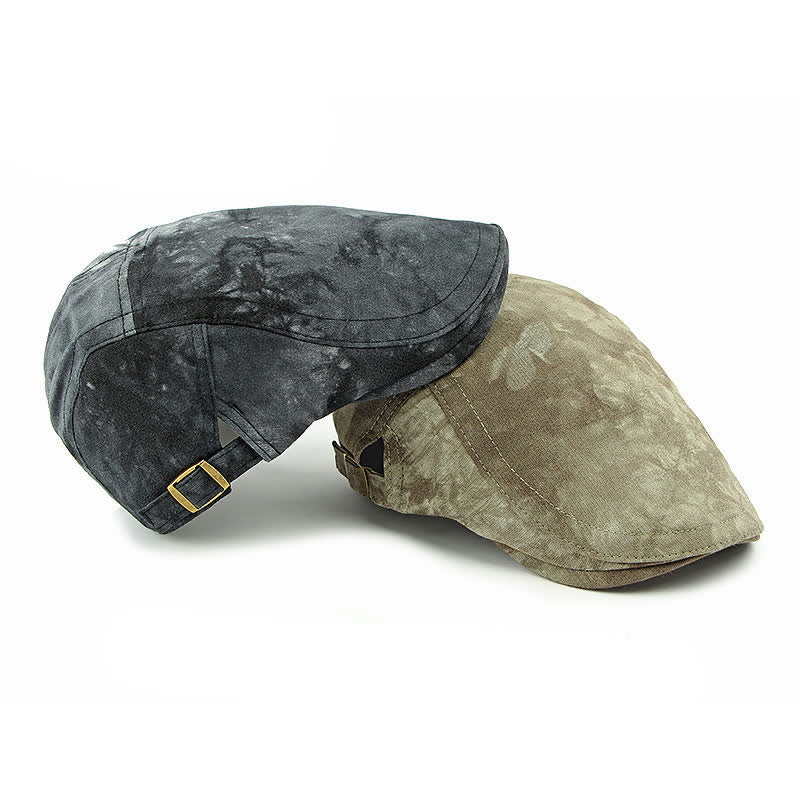 Béret gavroche en coton tie-dye de style vintage