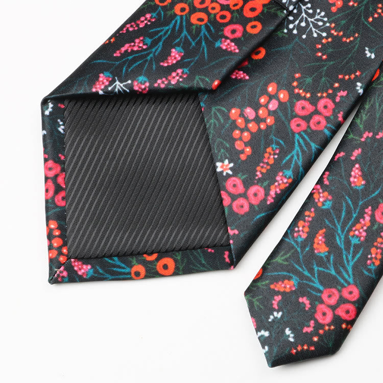 Cravate à motif floral pour homme, motif baies forestières