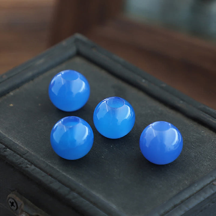 Cravate bolo faite à la main avec pendentif en agate bleue ronde simple
