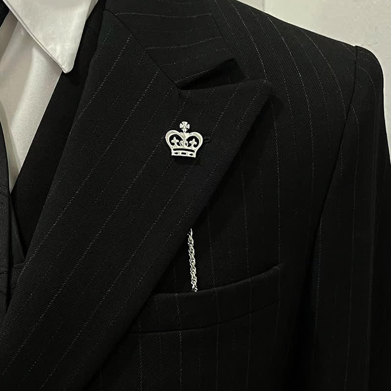 Épinglette De Revers Homme Avec Chaîne - Broche Décorative Pour Costume, Mariage, Cérémonie (Lot De 2)