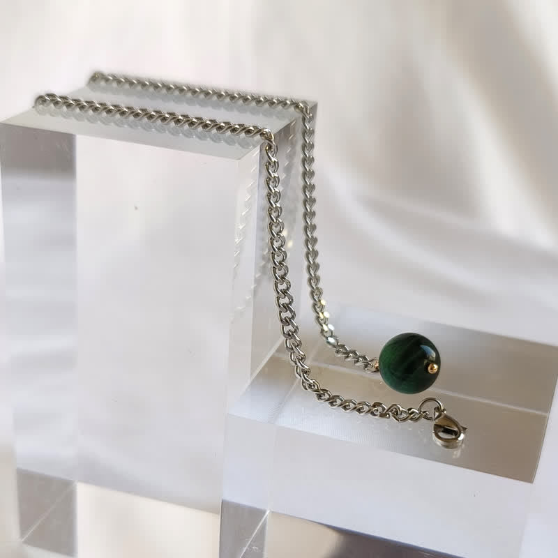 Broche de costume pour homme en plaqué or 18 carats avec pierre naturelle et chaîne suspendue