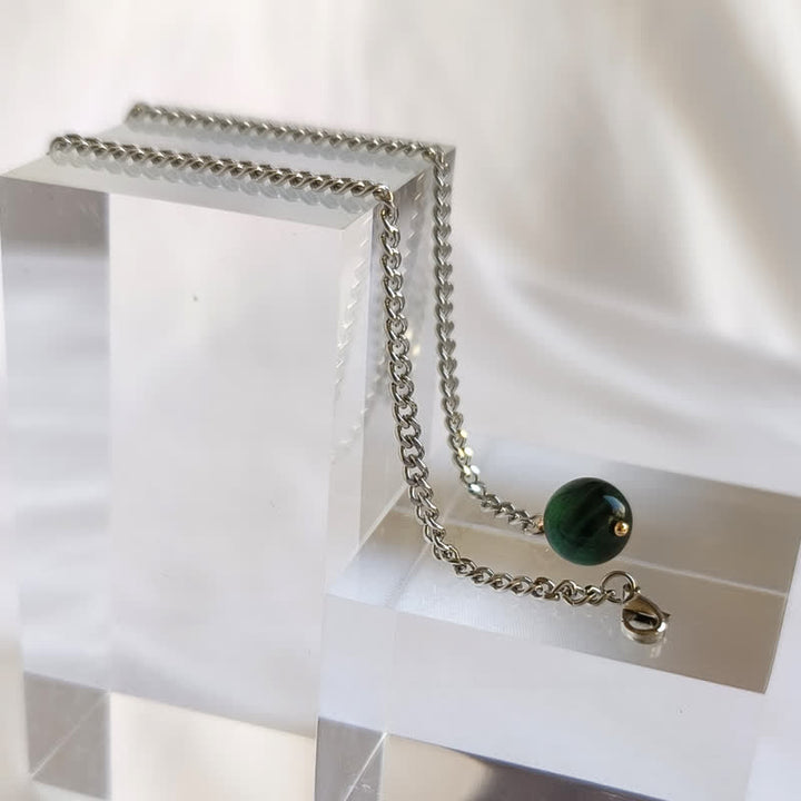 Broche de costume pour homme en plaqué or 18 carats avec pierre naturelle et chaîne suspendue
