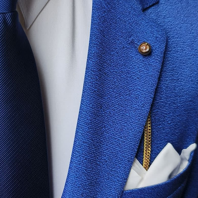 Broche de costume pour homme en plaqué or 18 carats avec pierre naturelle et chaîne suspendue