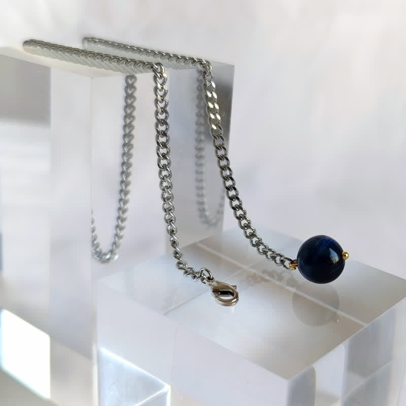 Broche de costume pour homme en plaqué or 18 carats avec pierre naturelle et chaîne suspendue