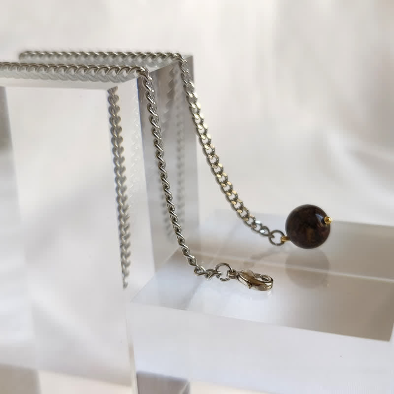 Broche de costume pour homme en plaqué or 18 carats avec pierre naturelle et chaîne suspendue