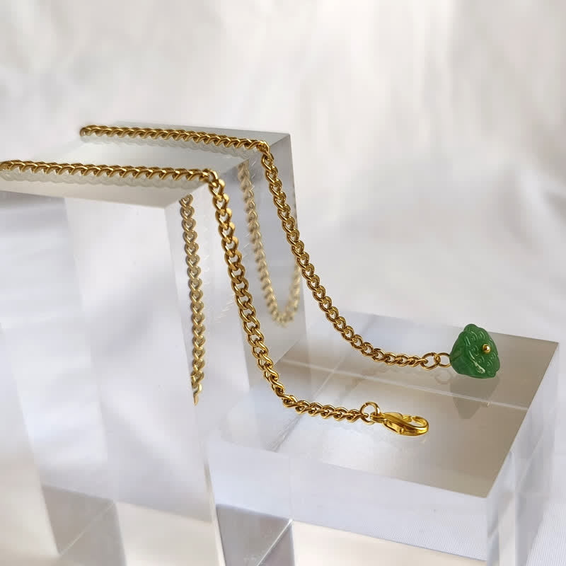 Broche de costume pour homme en plaqué or 18 carats avec pierre naturelle et chaîne suspendue