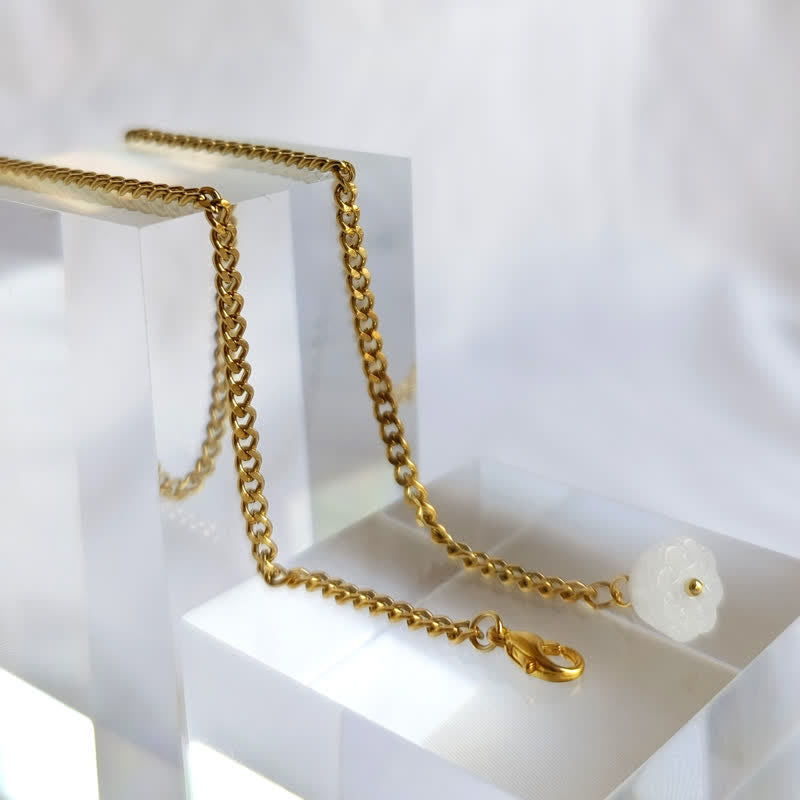 Broche de costume pour homme en plaqué or 18 carats avec pierre naturelle et chaîne suspendue