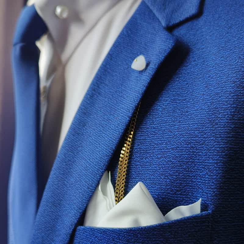 Broche de costume pour homme en plaqué or 18 carats avec pierre naturelle et chaîne suspendue