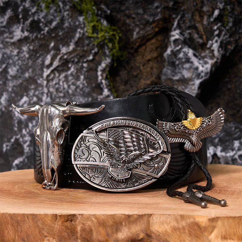 Ensemble de boucles de ceinture et de cravates bolo Eagle Flag DIY