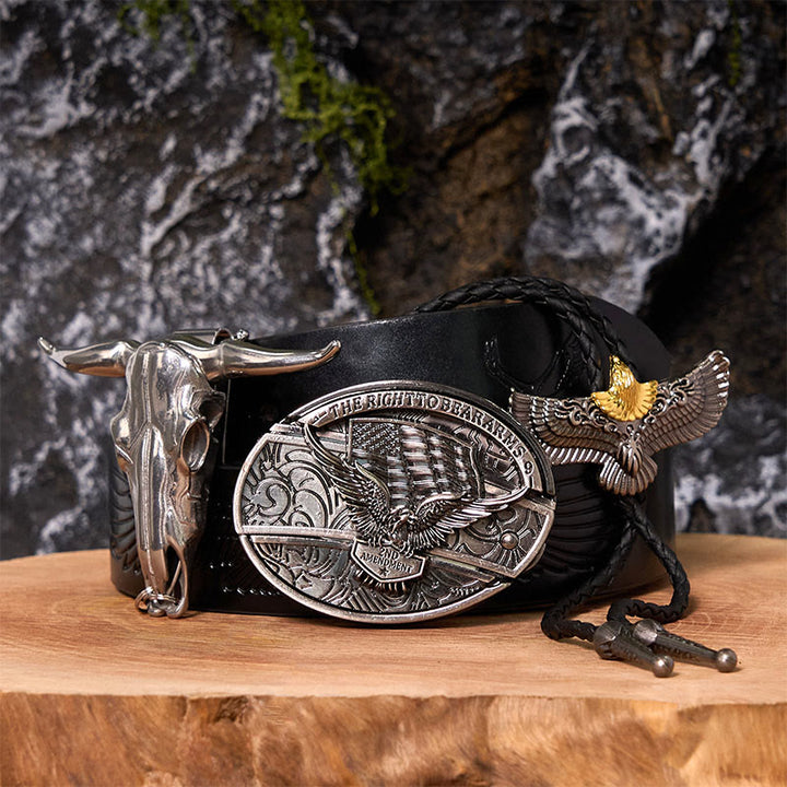 Ensemble de boucles de ceinture et de cravates bolo Eagle Flag DIY