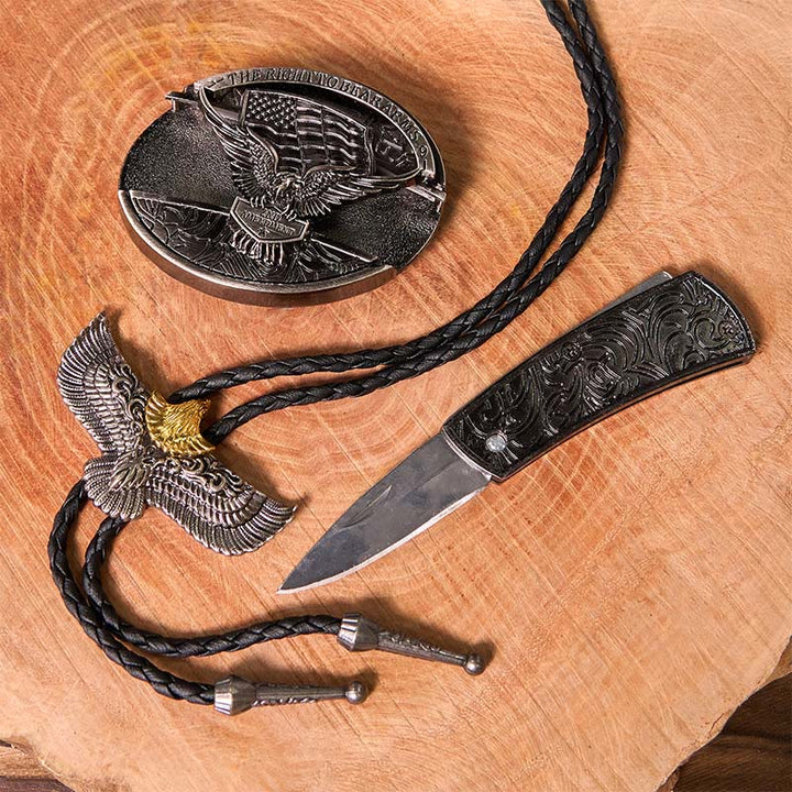 Ensemble de boucles de ceinture et de cravates bolo Eagle Flag DIY
