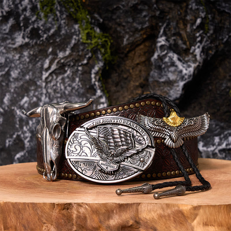 Ensemble de boucles de ceinture et de cravates bolo Eagle Flag DIY