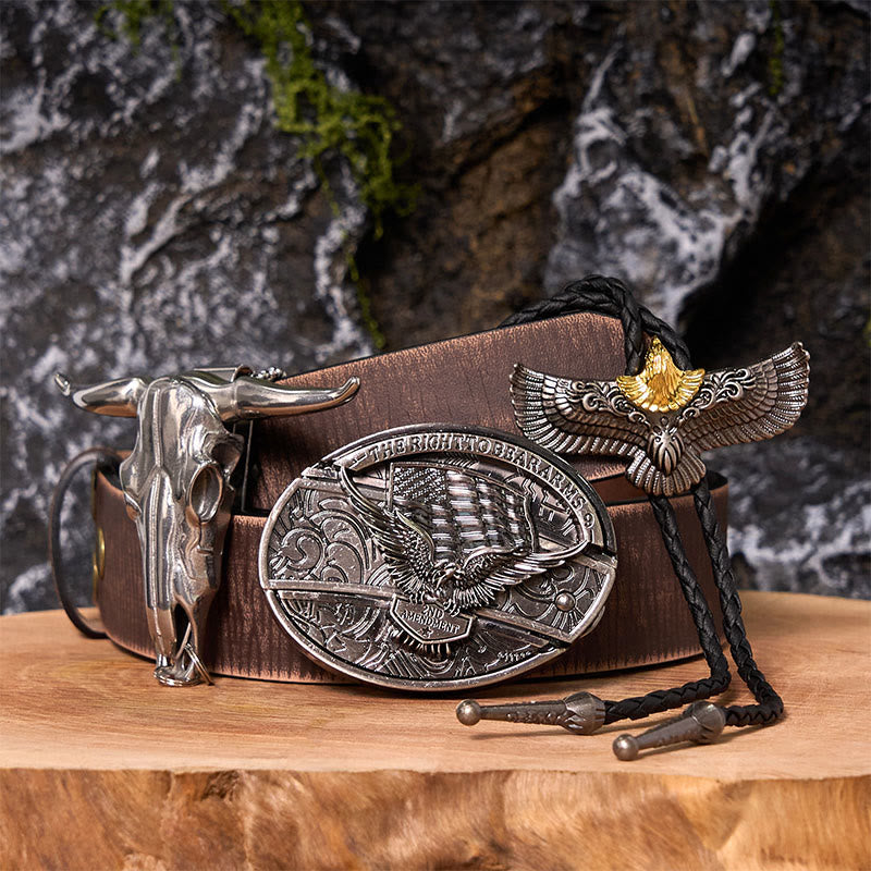 Ensemble de boucles de ceinture et de cravates bolo Eagle Flag DIY