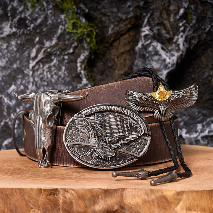 Ensemble de boucles de ceinture et de cravates bolo Eagle Flag DIY