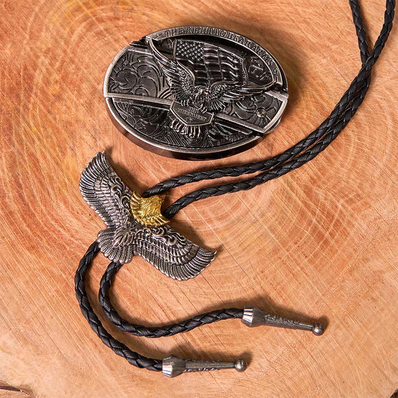 Ensemble de boucles de ceinture et de cravates bolo Eagle Flag DIY