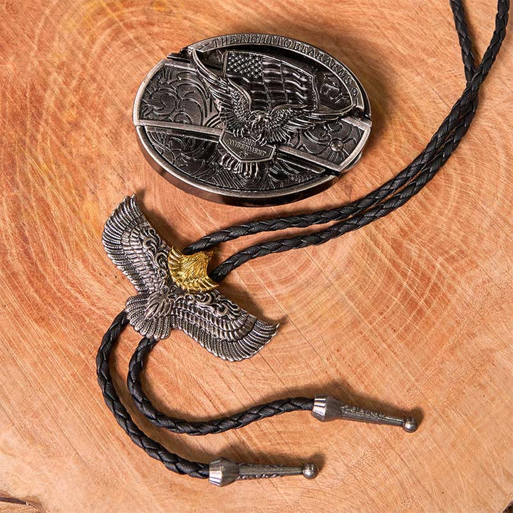 Ensemble de boucles de ceinture et de cravates bolo Eagle Flag DIY