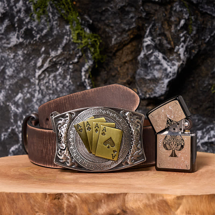 Coffret de bricolage Poker Ace avec couteau caché, boucle de ceinture et briquet Black Ice