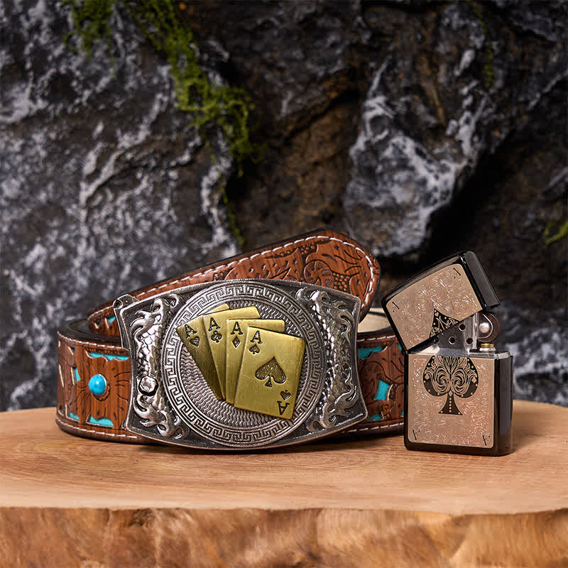 Coffret de bricolage Poker Ace avec couteau caché, boucle de ceinture et briquet Black Ice