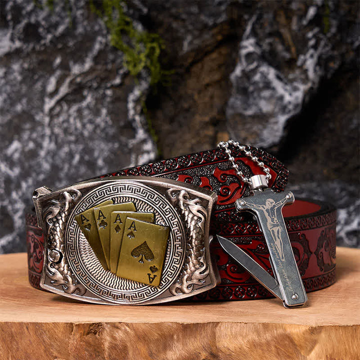 Coffret de bricolage Poker Ace avec couteau caché, boucle de ceinture et briquet Black Ice