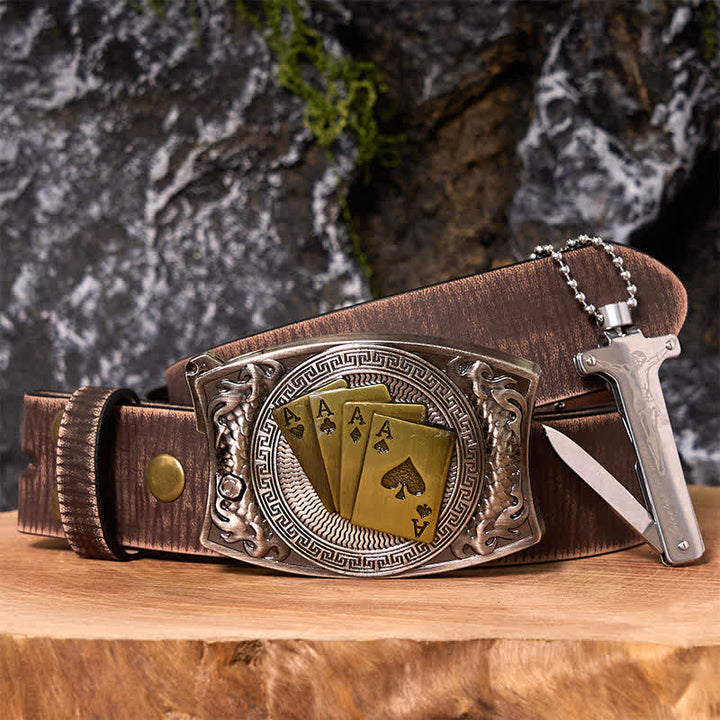 Coffret de bricolage Poker Ace avec couteau caché, boucle de ceinture et briquet Black Ice