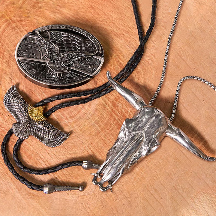Ensemble de boucles de ceinture et de cravates bolo Eagle Flag DIY