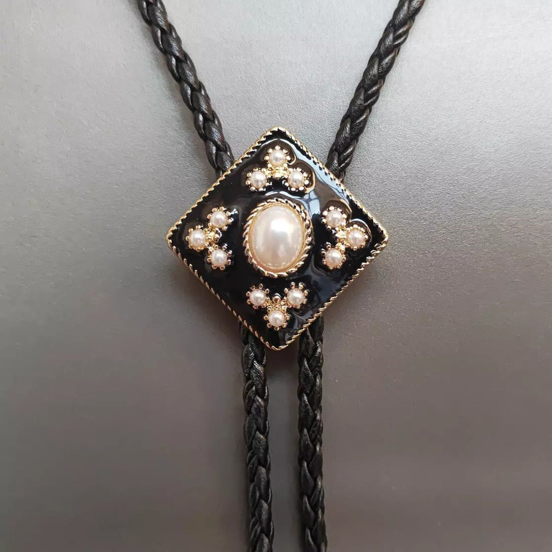 Cravate bolo en perles style cowboy western, cadeau de mariage