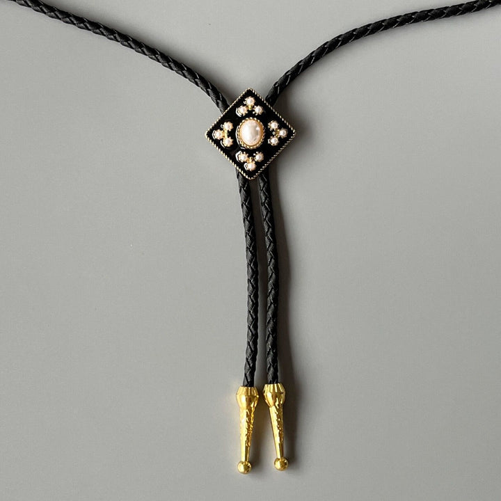 Cravate bolo en perles style cowboy western, cadeau de mariage