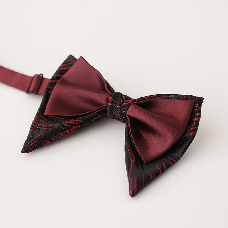 Nœud papillon surdimensionné en satin à deux canapés ajustable à motif cachemire